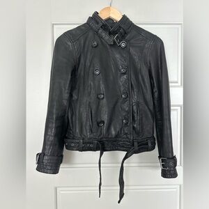 Madewell Wearmaster Black Leather Moto/Peacoat Jacket - S
